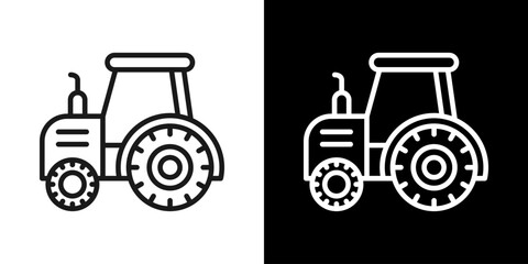 Tractor Icon Of Line Black And White Style © Kron Visual