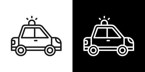 Police Car Icon Of Line Black And White Style © Kron Visual