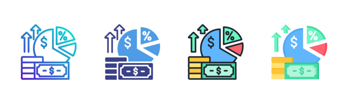 Profit Margin Icon Set Vector Collection Isolated In Black And White
