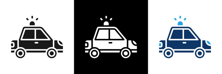 Police Car Icon Set Glyph Vector Illustration © Kron Visual