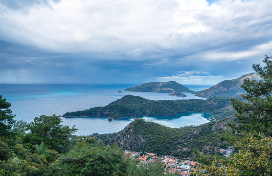The scenic views of the &Ouml;l&uuml;deniz, which is a resort village on the southwest coast of Turkey, known for the blue lagoon and the wide, white Belcekız Beach. On the route of the Lycian way to the Babada