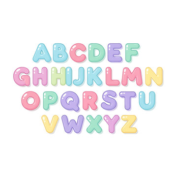 Colorful Alphabet Letters in Pastel Shades.