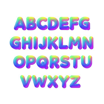 Colorful Holographic Alphabet Letters Set.