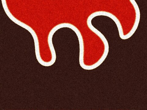 Abstract red liquid drip pattern with fuzzy texture on dark background