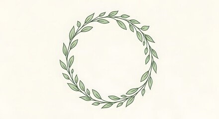 Fototapeta premium Elegant botanical yoga frame green leaf wreath design for wellness and mindfulness practices