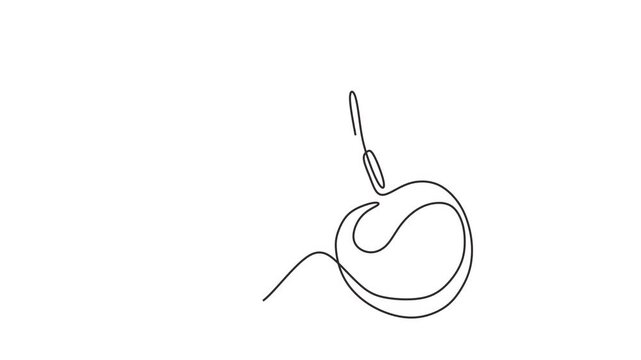 Animated self drawing of continuous line draw of  Minimalist Line Drawing of Cherries. Full length one line animation. 4K	