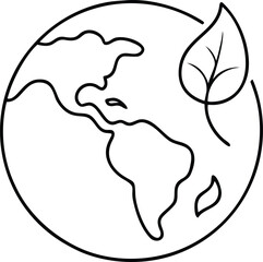 Obraz premium Outline Drawing of Planet Earth with a Falling Leaf Representing Eco Friendly Concepts