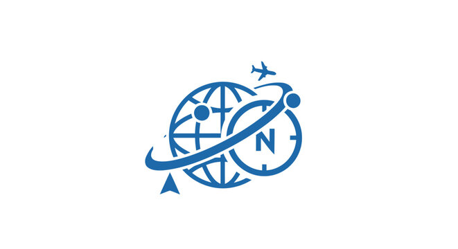 Modern Globe Compass Logo Design for Travel and Navigation.