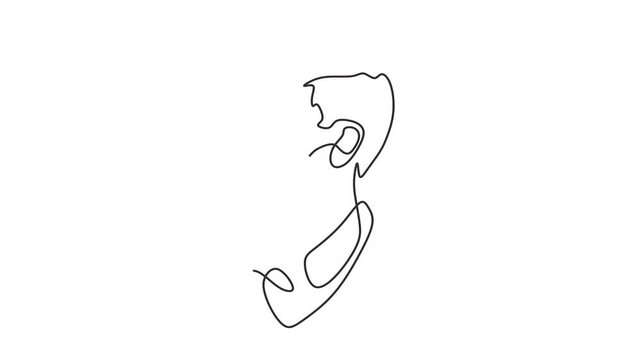 Animated self drawing of continuous line draw of Portrait of a Bearded Man.  Full length one line animation. 4K	