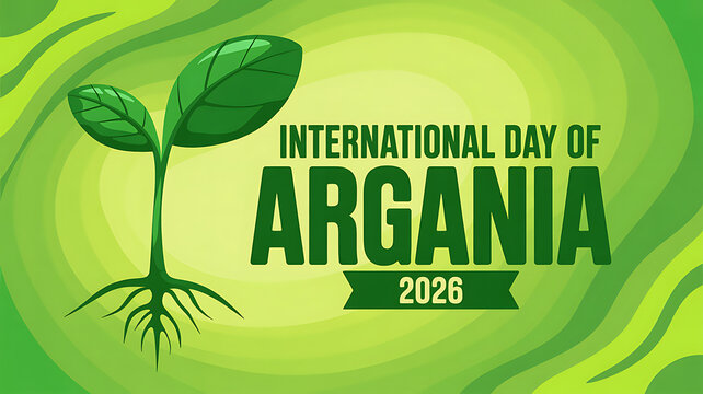 A vibrant green poster celebrating the International Day of Argania in 2026