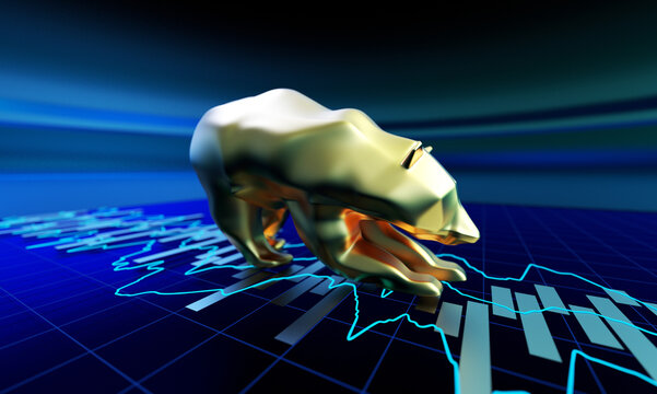 Economic development failure, stock market decline, development failure and downward arrow