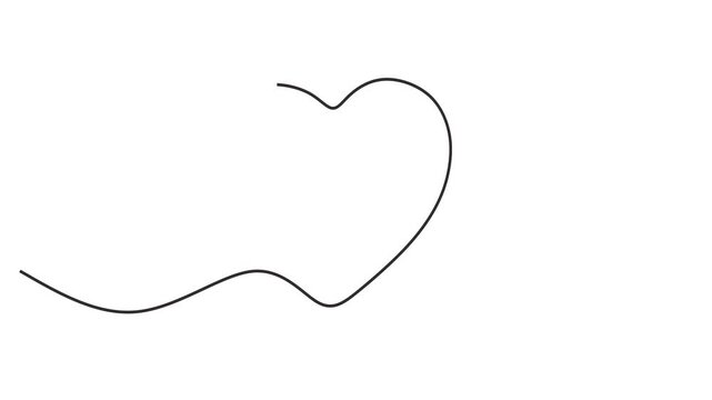 Animated self drawing of continuous line draw of Heart and Bee One Line Drawing.  Full length one line animation. 4K	