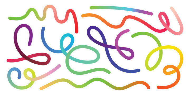 Colorful Abstract Scribble Lines &ndash; Hand Drawn Curved Shapes and Design Elements