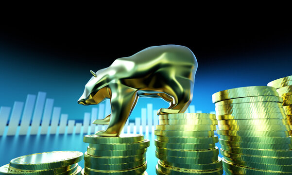 Economic development failure, stock market decline, development failure and downward arrow