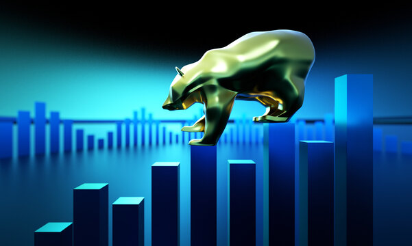 Economic development failure, stock market decline, development failure and downward arrow