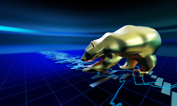 Economic development failure, stock market decline, development failure and downward arrow