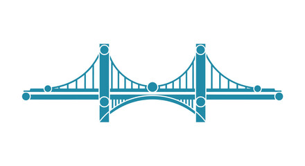 Fototapeta premium Modern Teal Bridge Illustration - A Graphic Design Element.