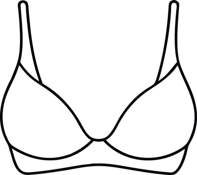 Outline sketch of a womens padded push up bra enhancing shape and providing lift