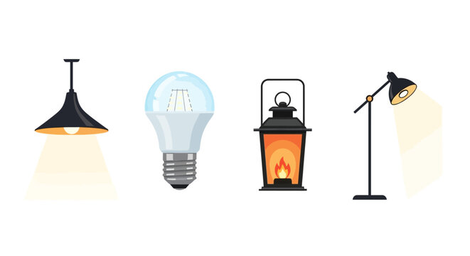 Different types of light lamps.