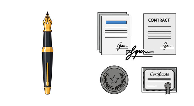 Pen signing business contract documents.