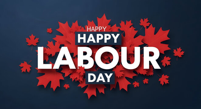 Celebrate canada day with vibrant maple leaves and festive greetings a labour day inspired design