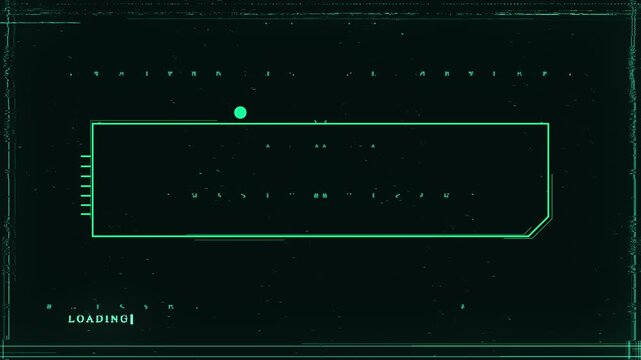 Futuristic Green Terminal HUD Frame Animation with Loading Status, Digital System Interface Overlay Loop