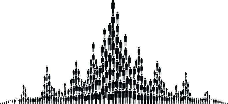 Human pyramid icon on transparent background with multiple people forming a triangular shape. community, team, organization.