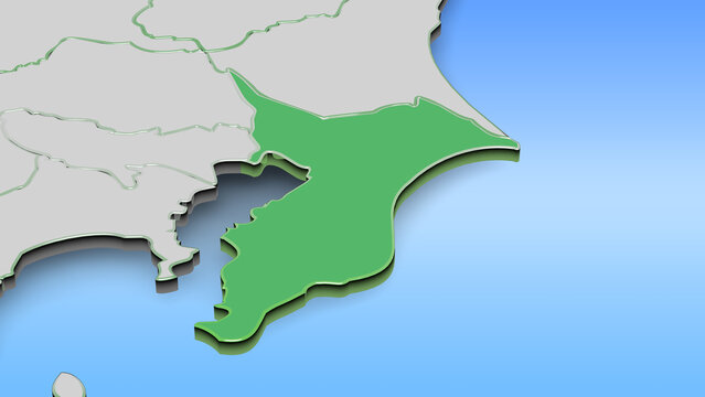 千葉県マップ・水色グラデーション背景・CGグラフィック素材