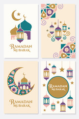 Fototapeta premium set ofposter ramadan icons