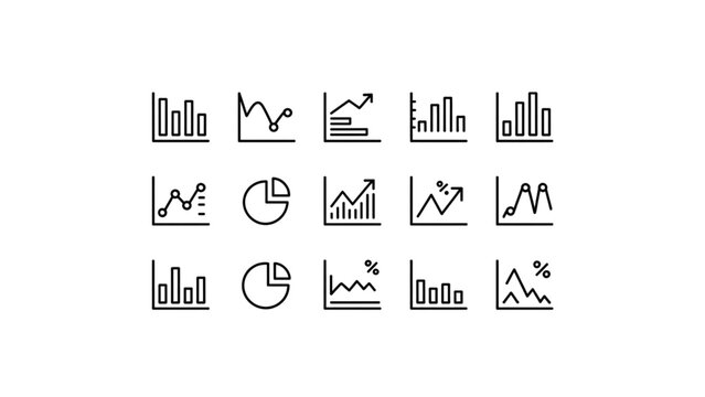 Collection of various icon styles depicting charts and graphs Vector