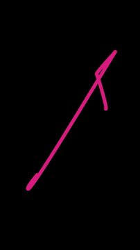 A pink arrow pointing to the right on a black background with a minimalist design