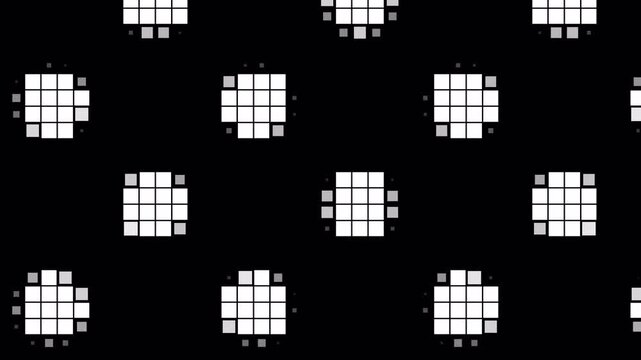 Animation halftone transition on transparent background reveal abstract pixels square pattern black white