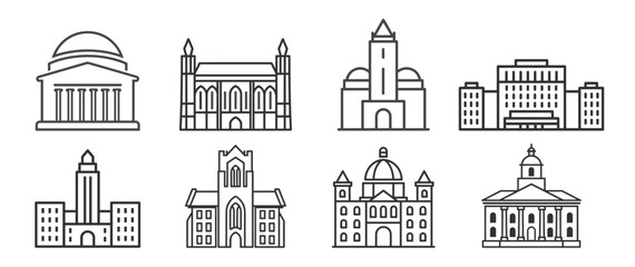 Fototapeta premium University education campus outline set icon