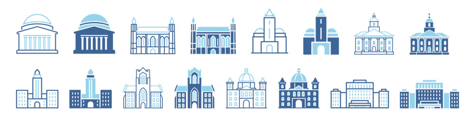 University education campus outline set icon © Pavlo