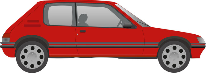 Véhicule de collection, de couleur rouge, de profil © guitou60