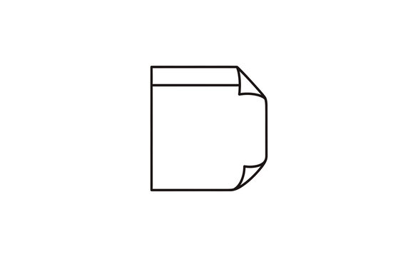 A simple black line drawing of a sheet of paper with a folded corner on a white background