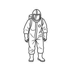 Obraz premium Protective suit illustration of a person in a hazmat suit for safety and protection.