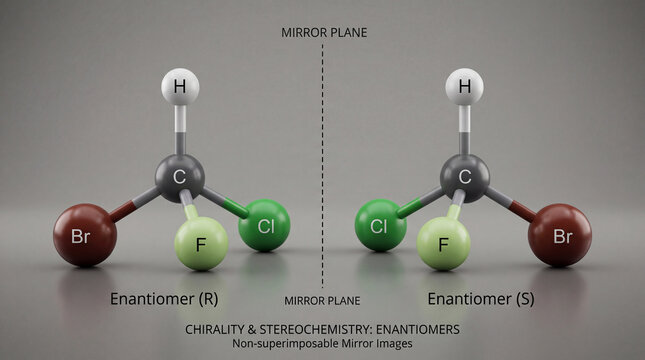 Exploring the wondrous realm of chirality, where R and S isomers emerge as perfect molecular reflections