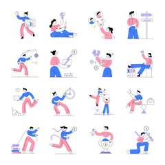 Fototapeta premium Set of Teamwork and Business Flat Illustrations