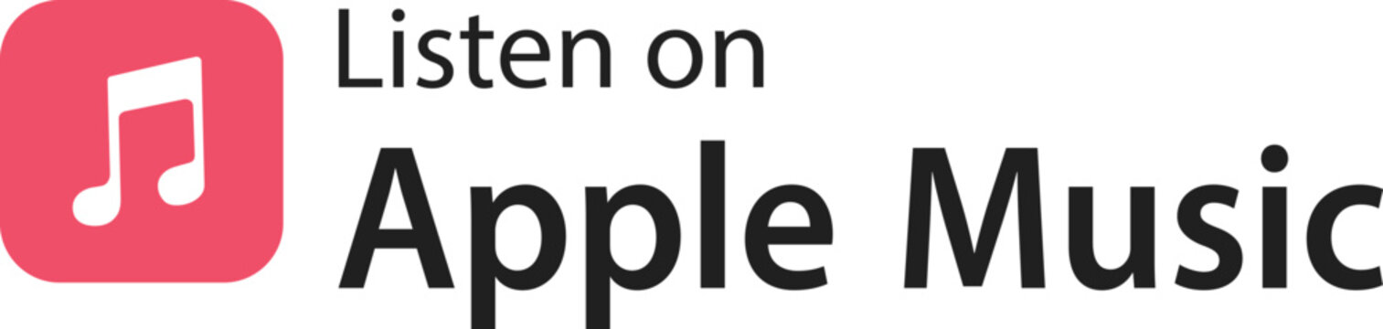 Listen on Apple Music Badge Official Streaming Logo Button for Music Promotion Podcast and Digital Media Marketing Vector