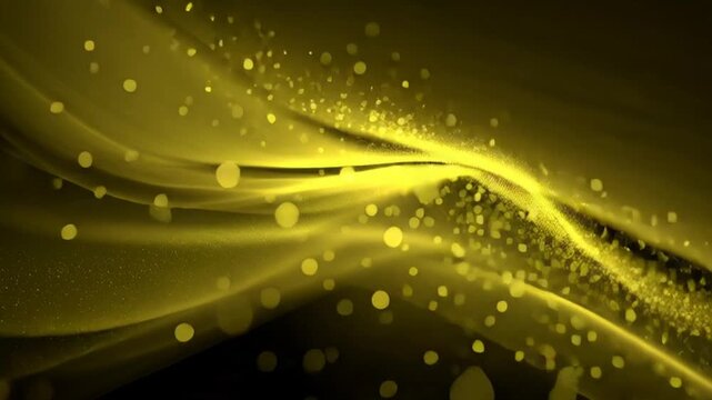 Elegant golden abstract wave design with shimmering particles and a dark background perfect for luxury branding website overlays or creative digital art projects