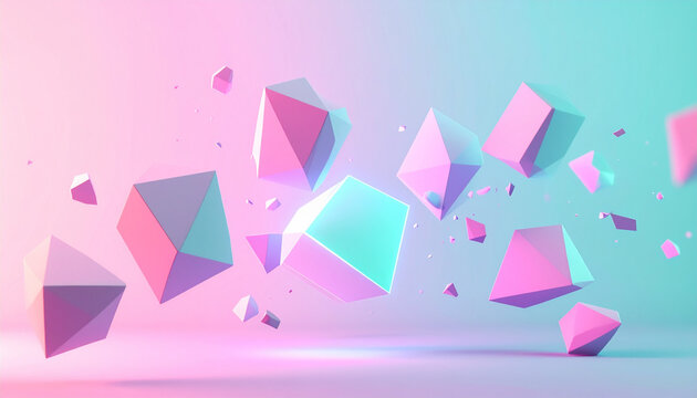 Abstract geometric shapes floating in space