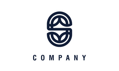 Fototapeta premium Minimalist Letter S Logo with Simple Leaf Ornament