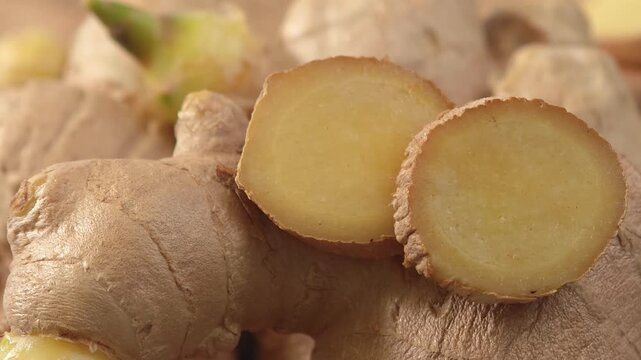 Fresh ginger in a basket.