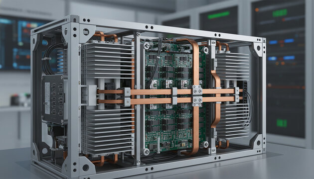Industrial solid state transformer SST module with heavy aluminum heatsinks