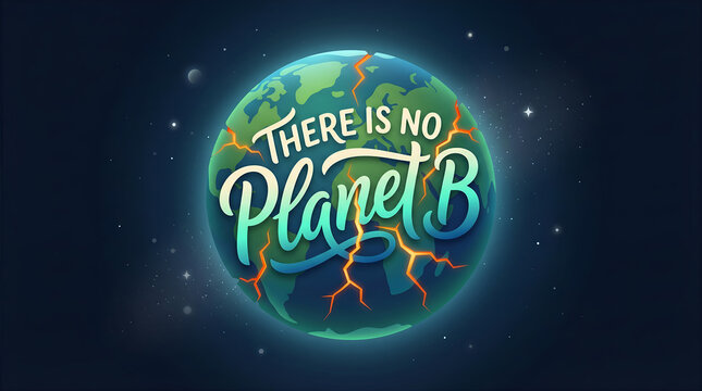 There Is No Planet B Typography with Earth Illustration Eco Concept Climate Awareness Vector Design