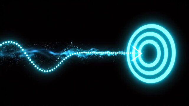 Dotted Line Arrow Animation Following Wavy Path to Target Object 4K