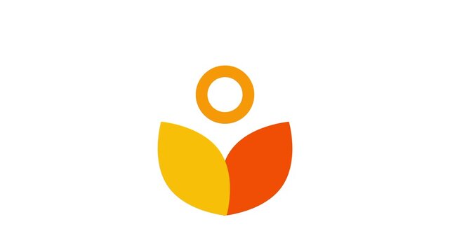 An orange leaf shaped icon with a circular top element evokes a sense of natural growth and organic beauty for eco friendly and wellness branding