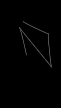 A gray angled line with a sharp turn on a black background
