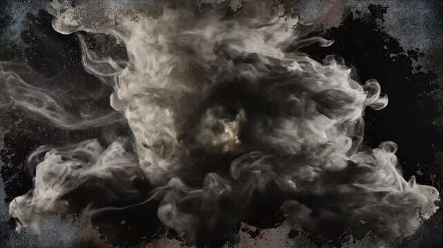 Abstract Smoke Explosion Bursting From Darkness